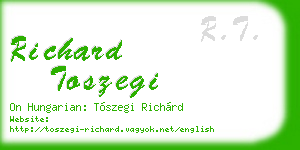 richard toszegi business card